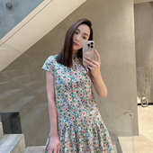 云朵26早春上新小众设计田园风轻薄舒服立领宽松印花连衣裙15248