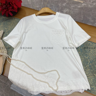 t1019 不含项链 云朵设计上新极简大牌老钱新中式 海岛棉蕾丝小衫