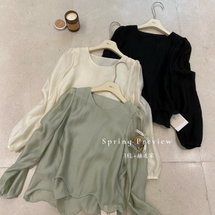 云朵家26年春款 826S7138 圆领小香风洋气百搭显瘦小衫