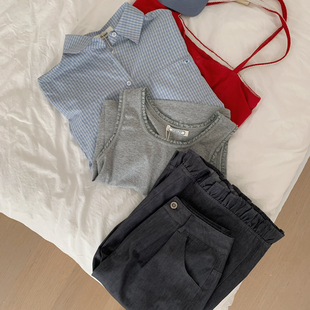 云朵设计洋气百搭减龄显瘦仿牛仔裤脚花边八分裤休闲裤GK26191