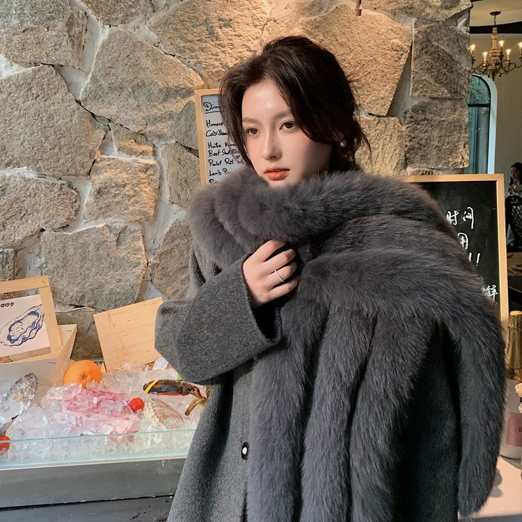 云朵领围脖可拆卸)(含100羊毛)(高级优雅气质温柔风)CDD127