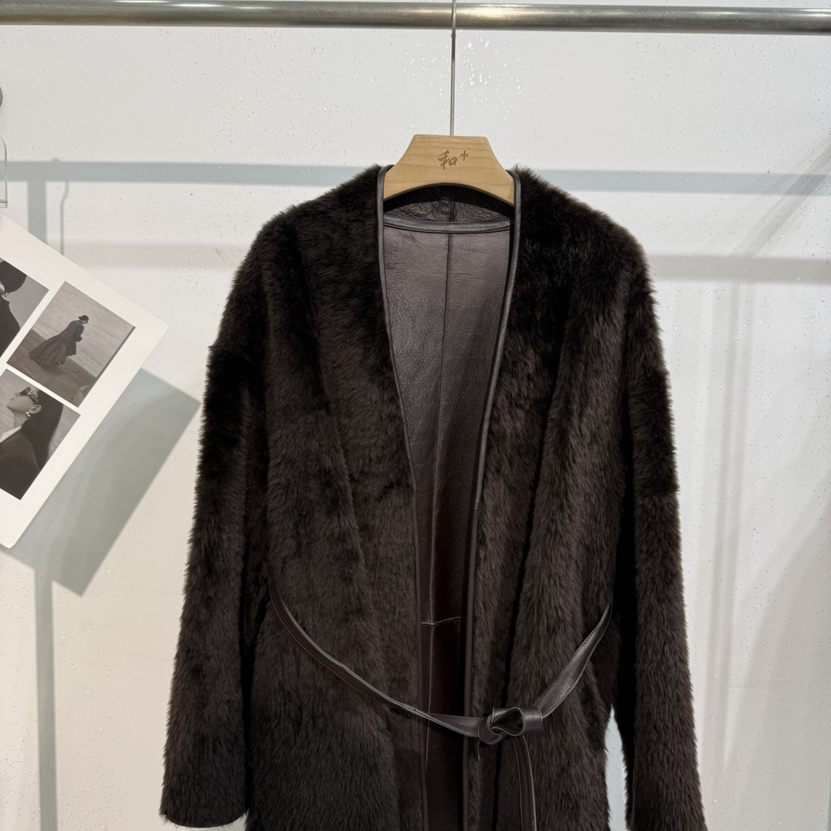 云朵-法式复古宽松中长款系带保暖皮毛一体外套配腰带ON-2581