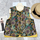 国风双面穿马甲YS2 云朵设计新中式 非遗唐锦100桑蚕丝新中式 t538