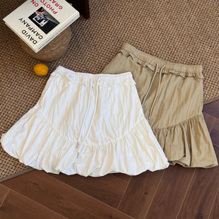 云26年夏上新松紧腰抽绳纯色半身裙S260056