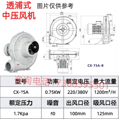 新款透浦式中压风机220V