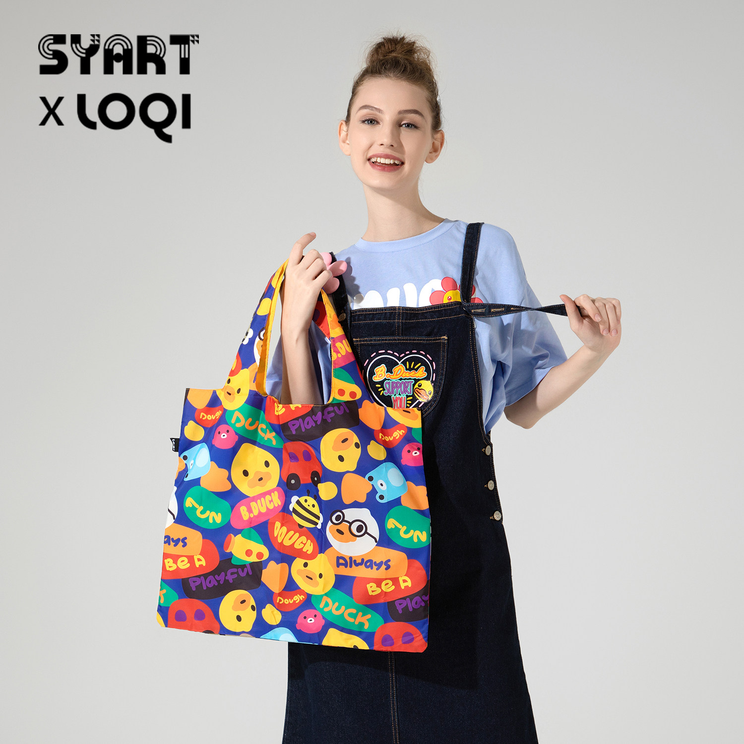 B.Duck小黄鸭联名收纳出行背包分类整理腰包斜挎包手提袋学生轻便