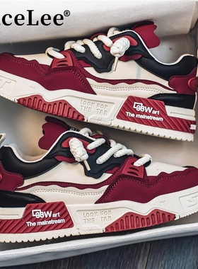 FaceLee日本设计师联名款本命年红色男鞋秋冬特大码48休闲板鞋子