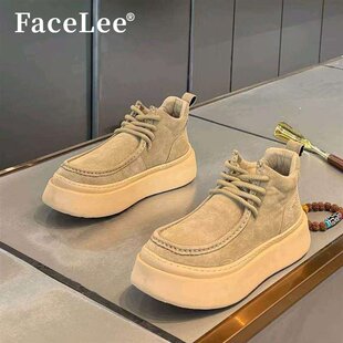 FaceLee男鞋秋季潮流休闲复古百搭厚底乐福豆豆潮鞋男增高运动鞋