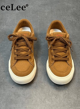 FaceLee日本设计师联名款品牌男款鞋子2025驼色百搭运动鞋学院