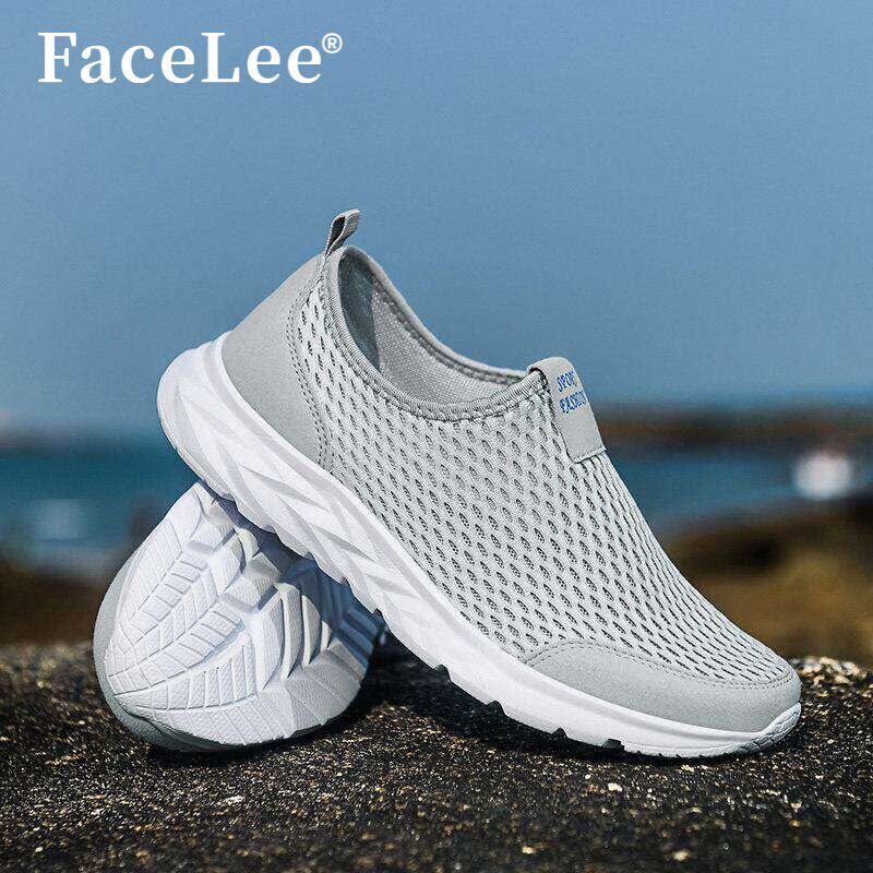 FaceLee男鞋2026新款夏季透气网面懒人一脚蹬老北京布鞋男士软底