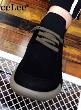 FaceLee设计师联名秋冬新款磨砂皮商务休闲一脚蹬舒适软底皮鞋男