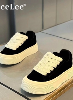 FaceLee厚底翻毛皮板鞋2025新款潮牌纯色低帮鞋男士巨好看鞋百搭