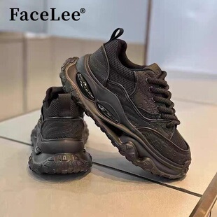 FaceLee黑武士男鞋 新款 潮流潮牌氣墊防滑厚底增高休閑運動鞋 秋季