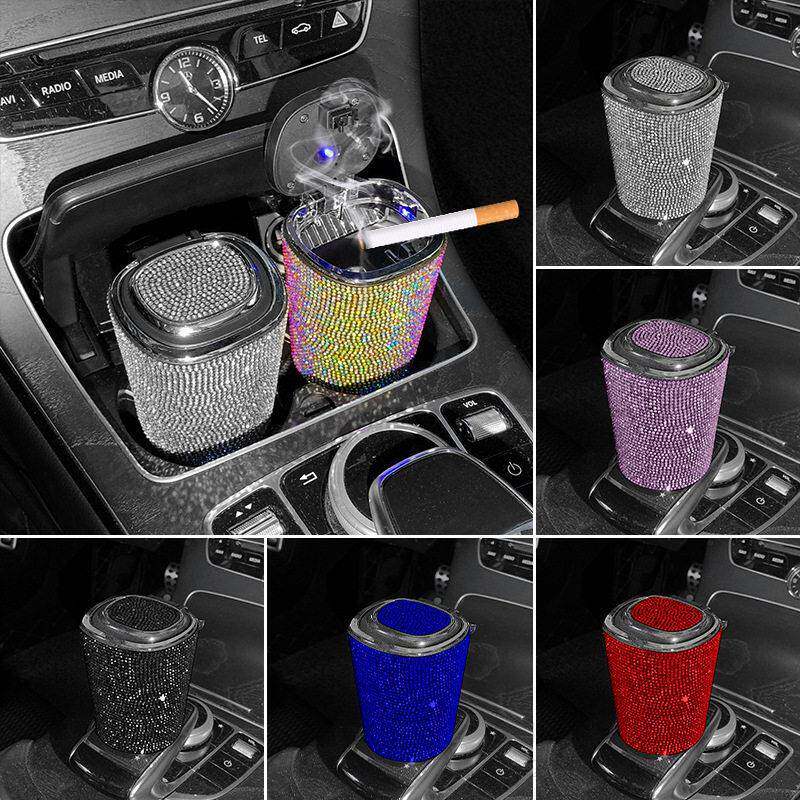 汽车家用烟灰缸带LED灯夜光多功能内车载摆件饰品