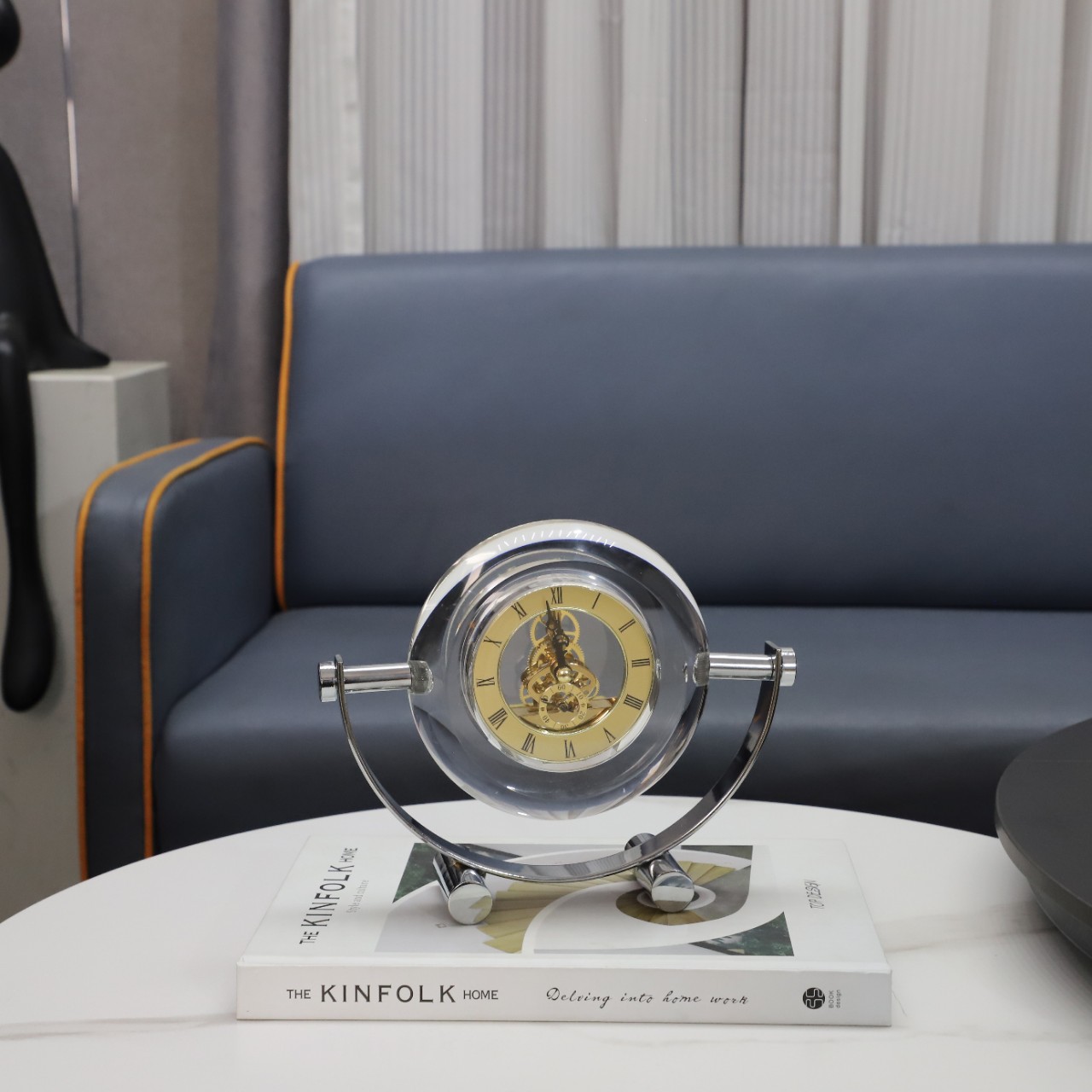 简约水晶机械钟表摆件书房客厅卧室玄关电视柜样板房家居饰品