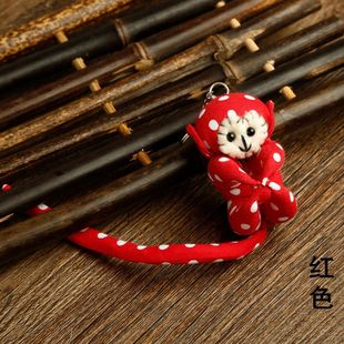 创意布艺手工猴子挂件泰国毛球钥匙挂饰民族饰品手工饰