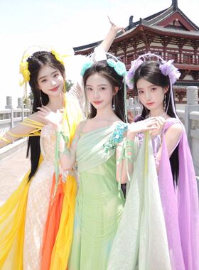 【出租】欢天喜地七仙女汉服女电视剧同款古风飘逸清冷感古装服装