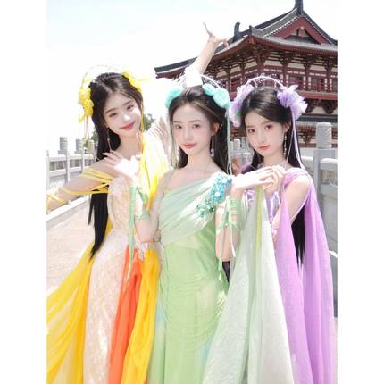 【出租】欢天喜地七仙女汉服女电视剧同款古风飘逸清冷感古装服装