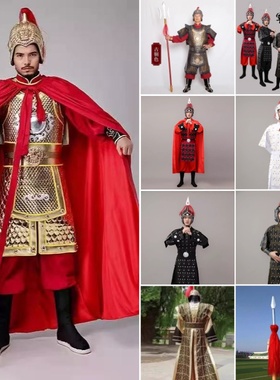 出租花木兰岳飞盔甲将军表演服古装战袍武士兵马俑满江红合唱铠甲