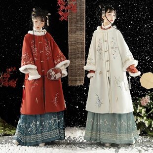 汉服出租明制圆领袍立领里衣加厚秋冬款租赁姐妹装双色日常百搭