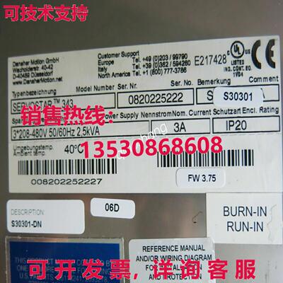 原装供应SERVOSTAR 343 S30301-PB Kollmorgen 伺服驱动器