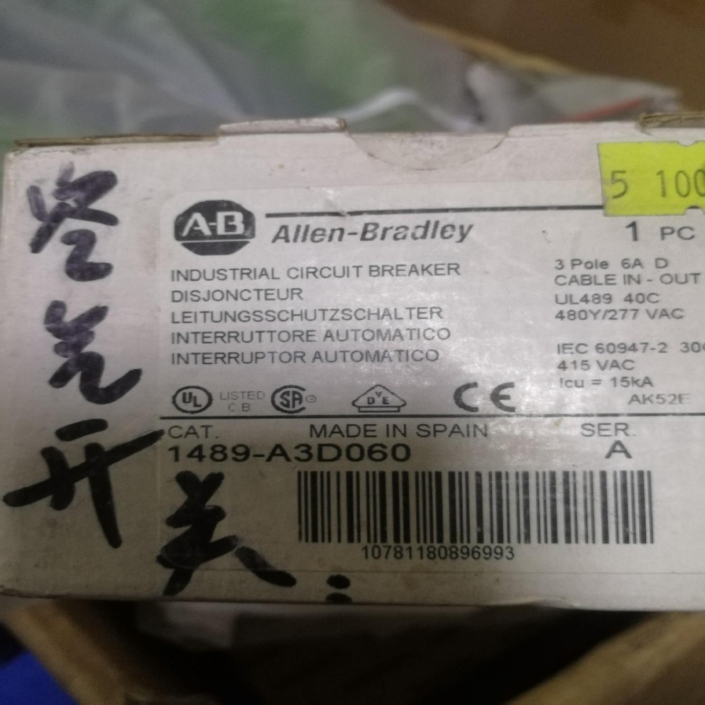 AB空气开关1489-A3D060！3P6A全新原装