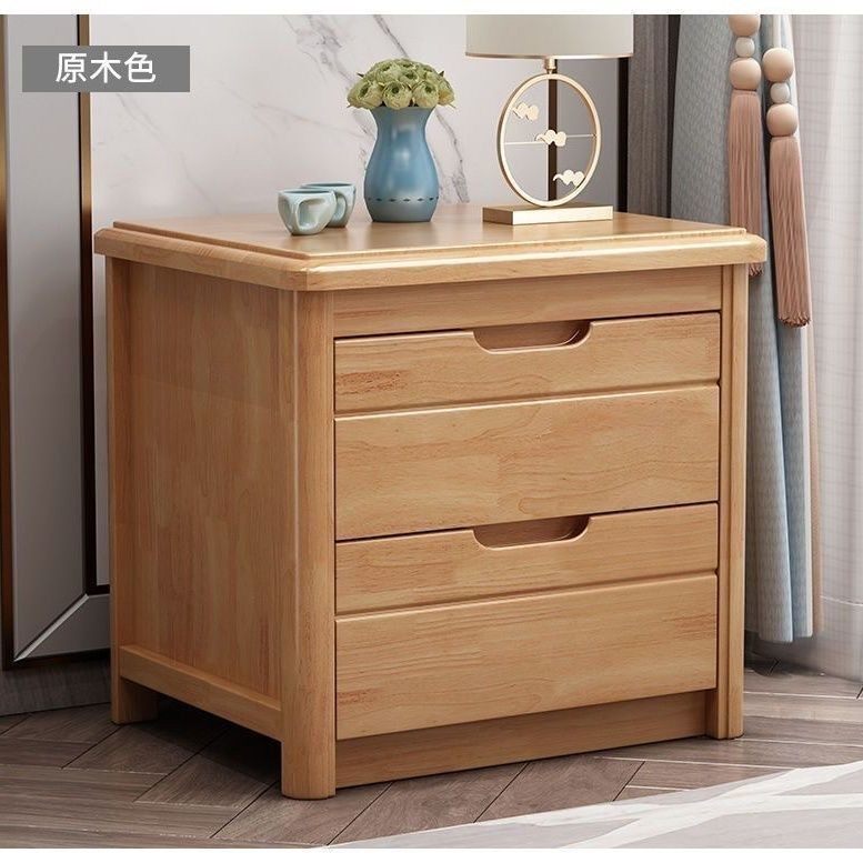 德系品质橡胶木实木床头柜简约现代北欧中式收纳柜卧室床边柜收纳