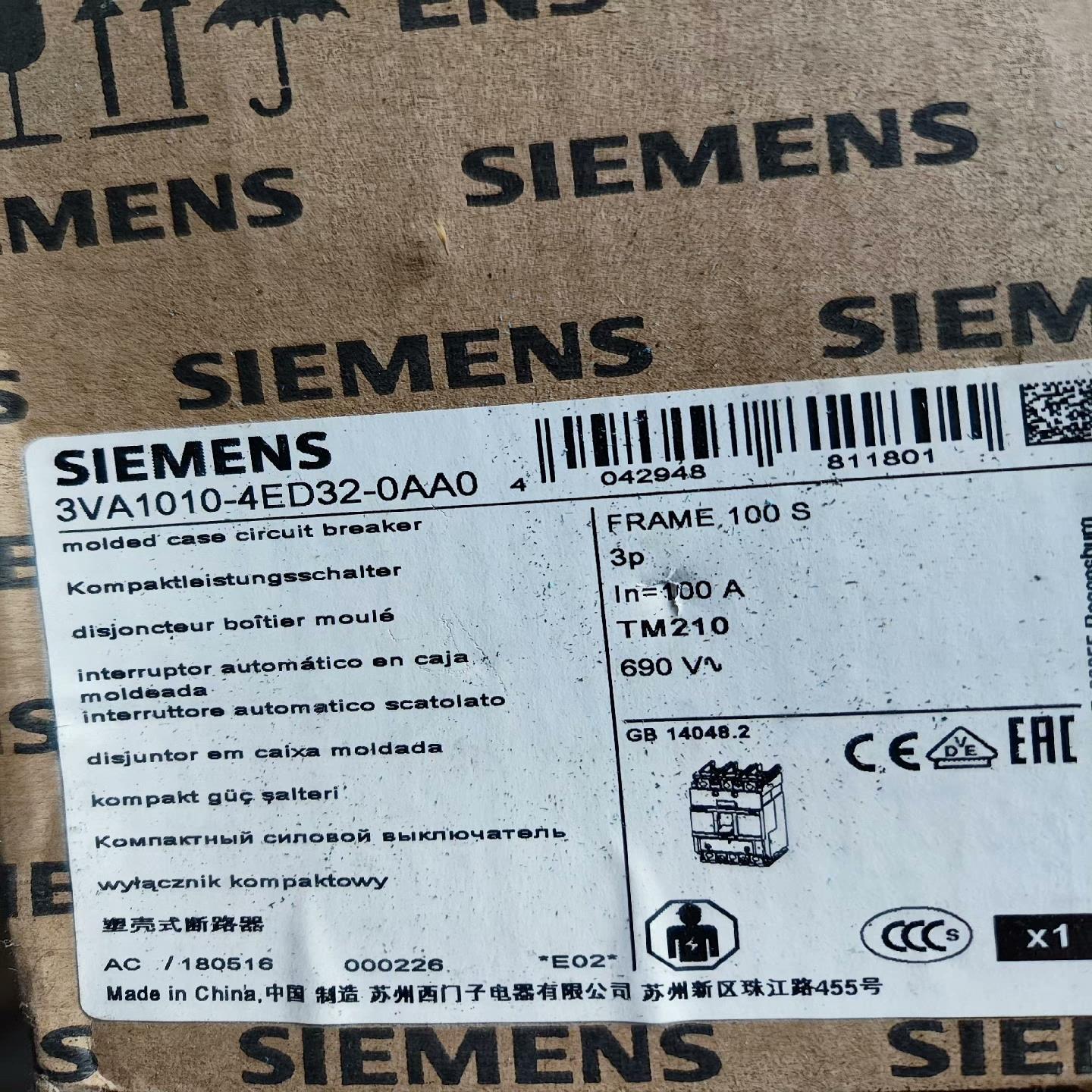 {雅致机械商行}西门子断路器 3VA1010-4ED32-0AA0 100A