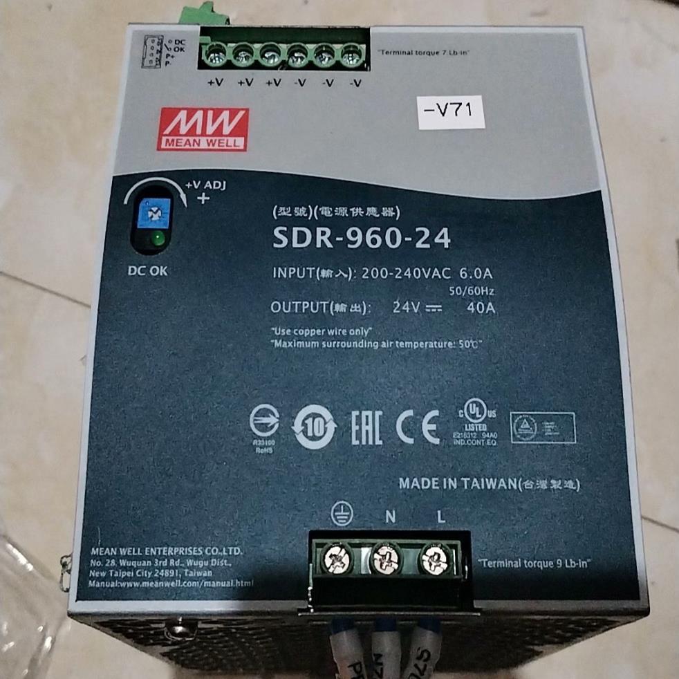 台湾明纬SDR-960-24开关电源24v40A导轨380输