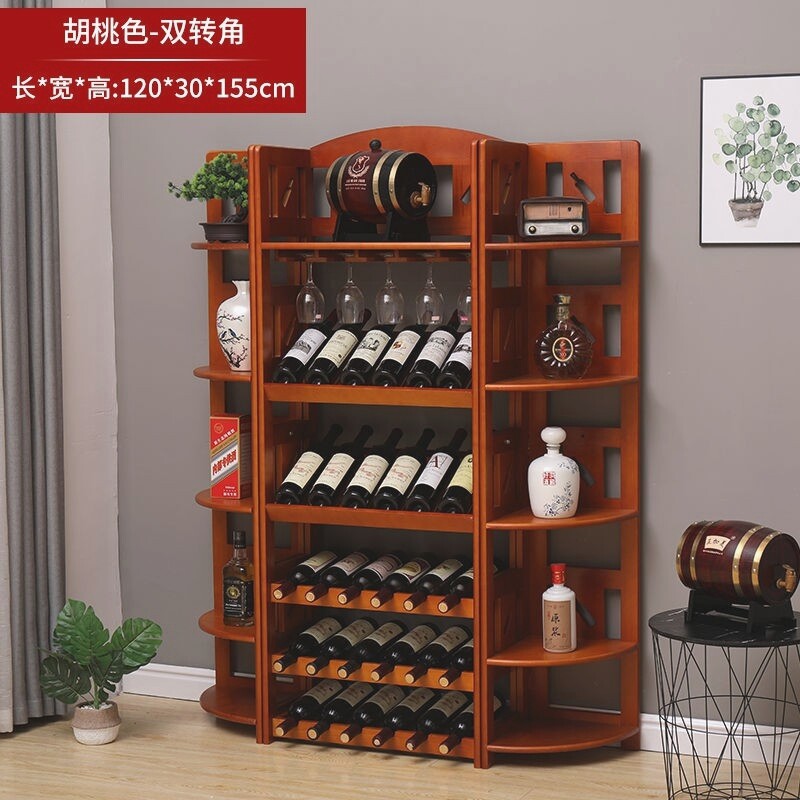 实木红酒架子葡萄酒架家用倒挂酒杯摆件欧式落地复古简易置物架