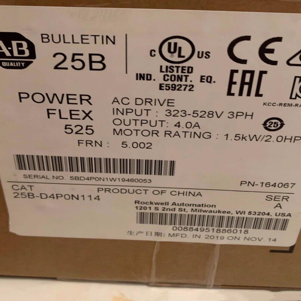 供应原装AB 25B-D4P0N114 PowerFlex 525 1.5kW 2Hp 驱动器
