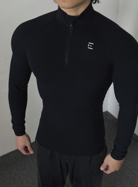 EntryLev半拉链紧身衣高性能锦纶莱卡高弹显大健身训练上衣Vital