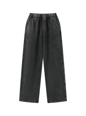 EntryLev雪花黑水洗直筒长裤春夏毛圈卫裤宽松微喇通勤健身百搭款