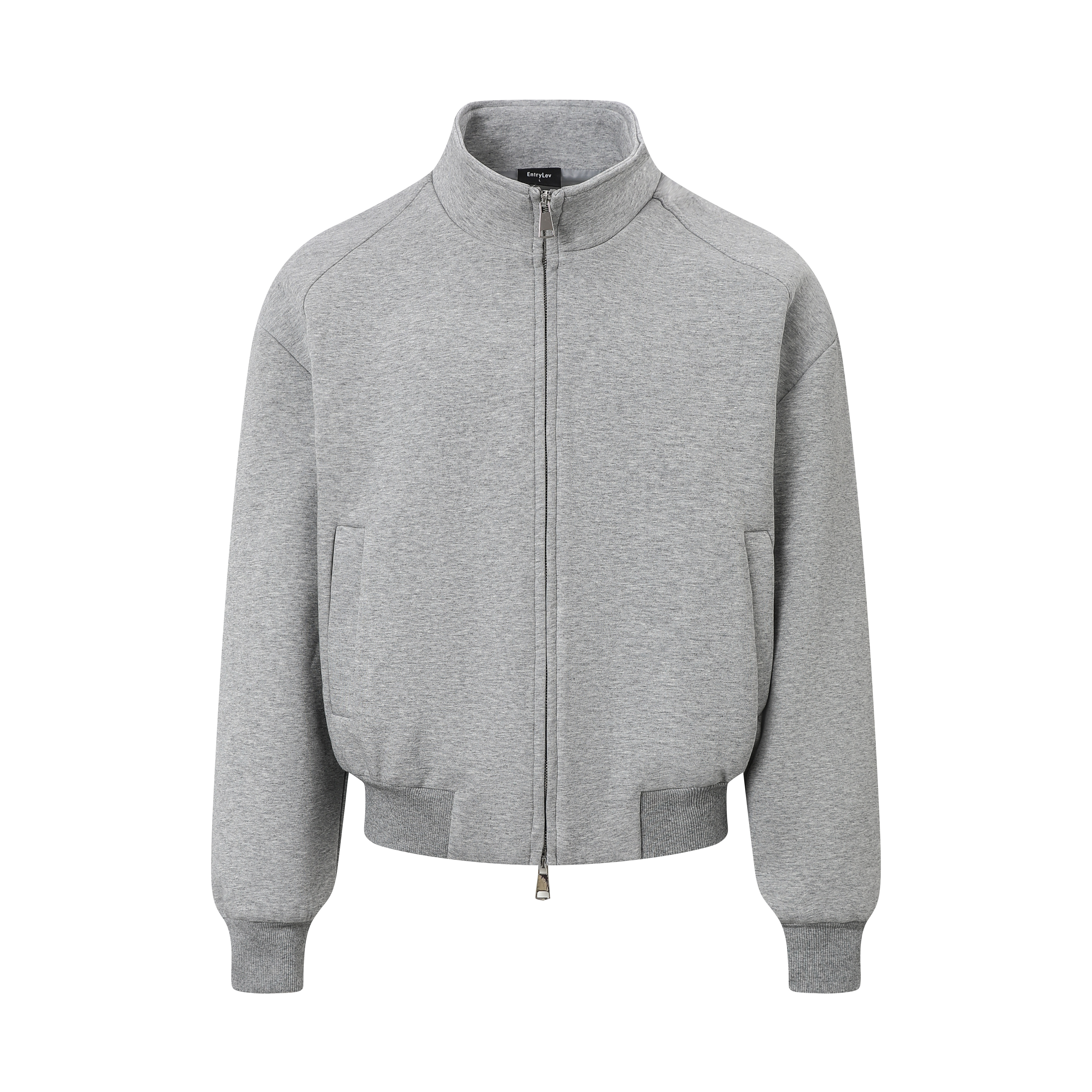 EntryLev重磅加厚空气层立领外套短款宽松卫衣夹克双拉拉链上衣