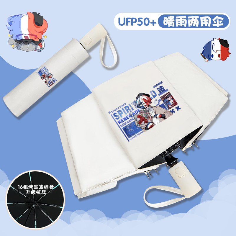 CH国拟雨伞二次元五常瓷英法美俄韩周边遮阳防晒自动伞晴雨两用