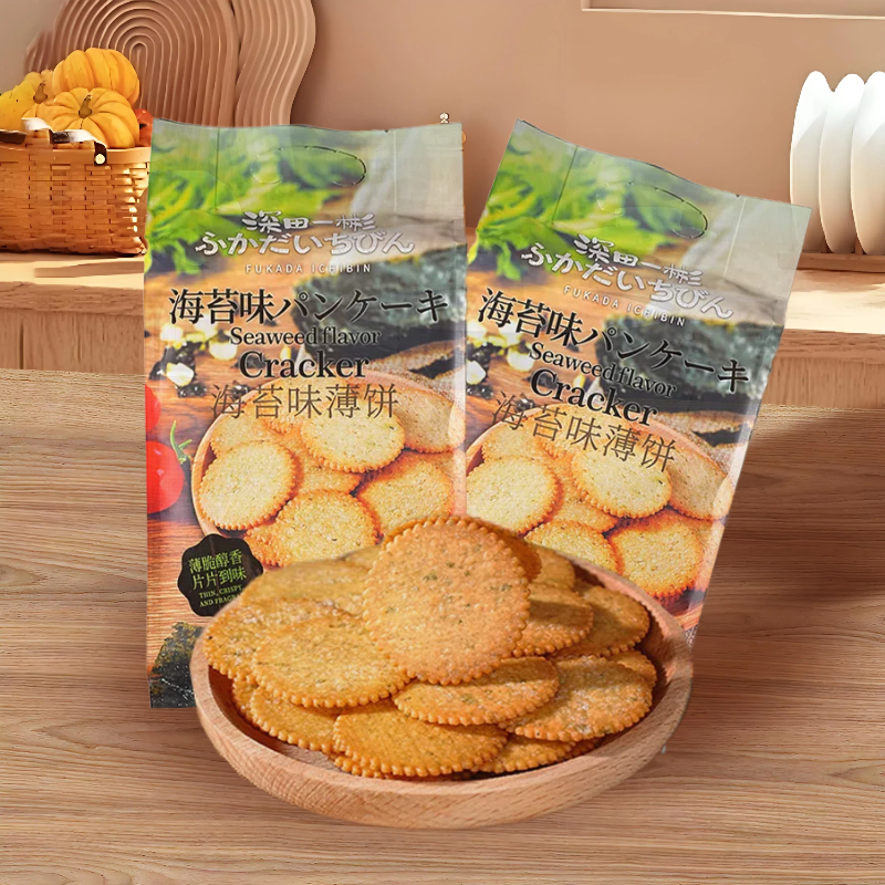 深田一彬薄饼海苔味薄脆饼干醇香独立小包办公休闲点心零食288g