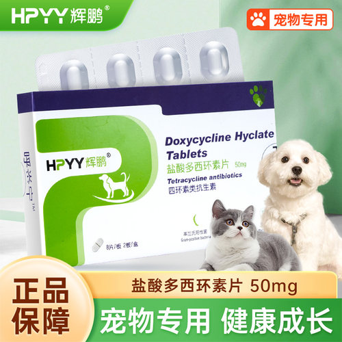 辉鹏盐酸多西环素片16片50mg医院同款宠物适用正规兽药