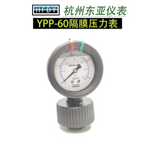 HFDY东亚仪表PP单面全塑隔膜压力表YPP60耐腐蚀 耐酸碱内螺纹1