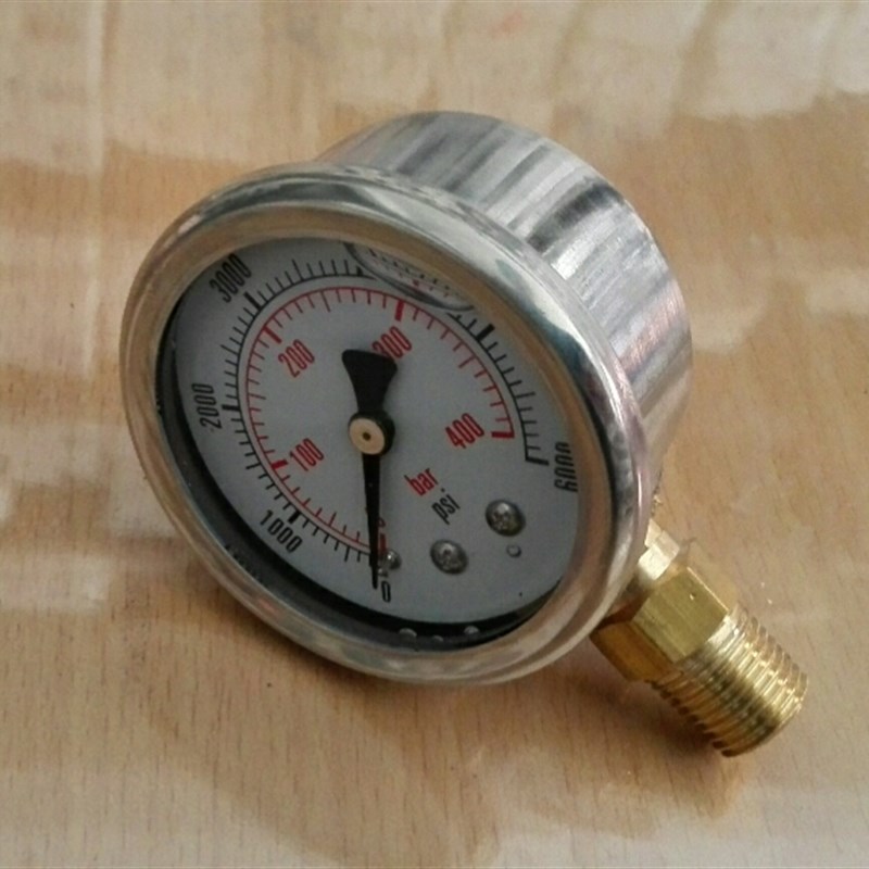 yn40 耐震压力表 不锈钢外壳双刻度400bar 6000psi 螺纹1/4npt