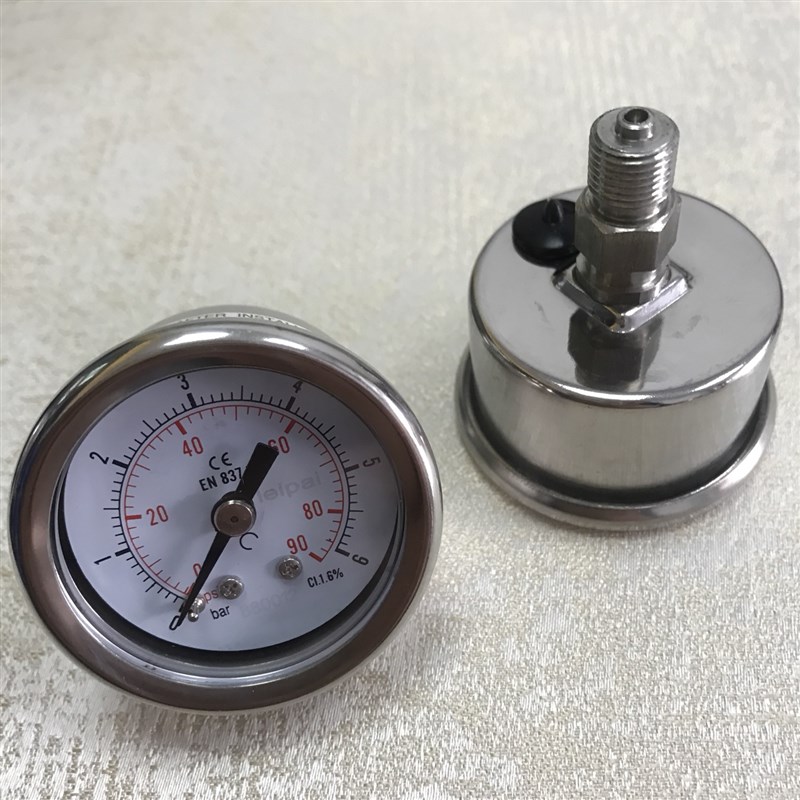 轴向无边不锈钢压力表 y-40z-bf 0-150psi 10bar cL.2.5 en837-1