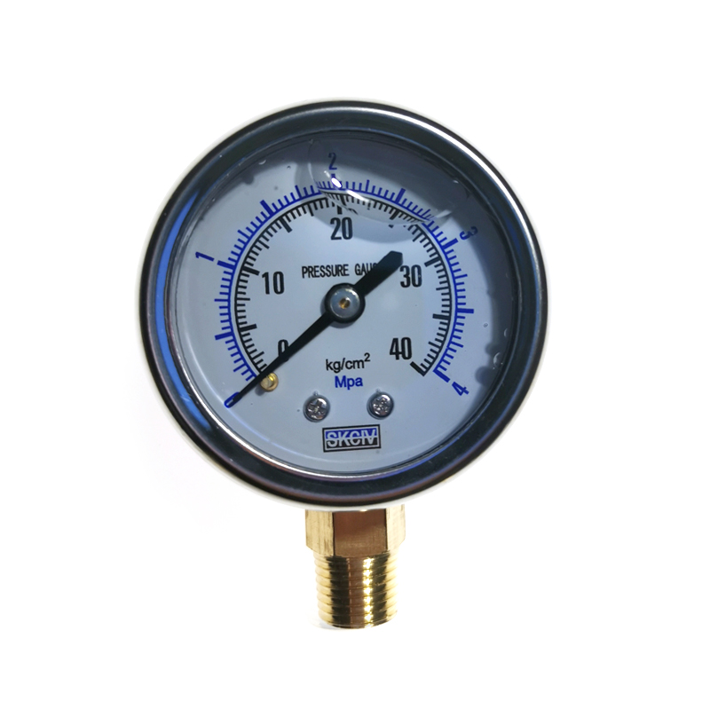 试压泵压力表水压表不锈钢表壳1/4防震油表打压机耐震压力表YN-50