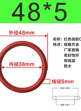 硅胶O型密封圈外径47/48/50/52/54/55/58/60/62/65/68/70/72/75*5
