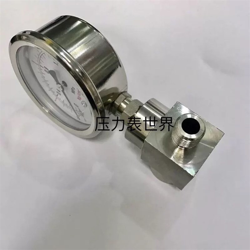 68mm不锈钢压力表加三通压力1.6mpa 内螺纹m20x1.5 外螺纹M14x1.5