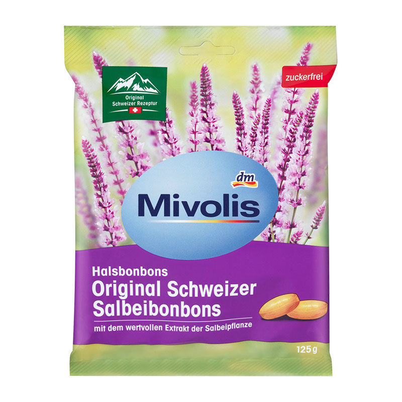 德国mivolis鼠尾草无糖润喉糖舒缓护嗓咽喉教师125g