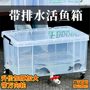鱼桶打氧海鲜水产运输箱子活鱼箱 车载钓箱密封透明户外大号野钓装