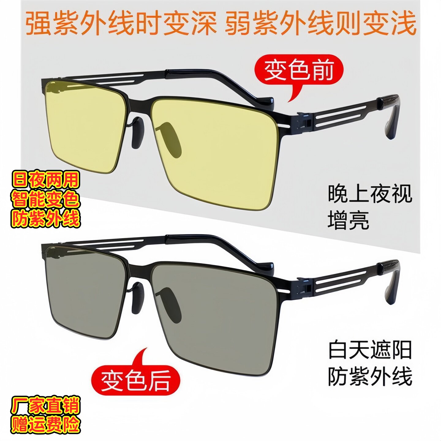 日夜两用墨镜男款开车专用偏光变色眼镜男士新款驾驶钓鱼太阳镜女