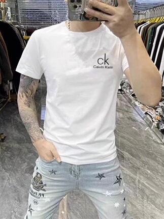 2025夏季新款高端短袖T恤男商务休闲简约大标纯棉大码打底半袖女