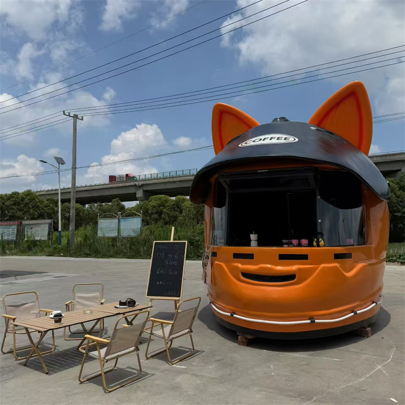 户外大型装饰门店咖啡售卖亭玻璃钢雕塑定制巨型摩托车头盔模型