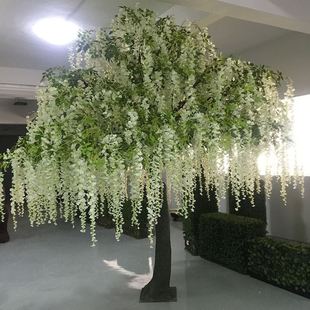 仿真紫藤花树枝叶落地摆件 玻璃钢仿真植物花树种 人造唯美豆花树