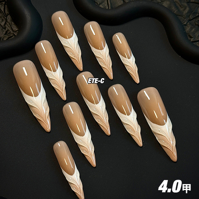 C+热咖啡重工亚文化新款高级超长小众质感美甲穿戴甲手工欧美指甲